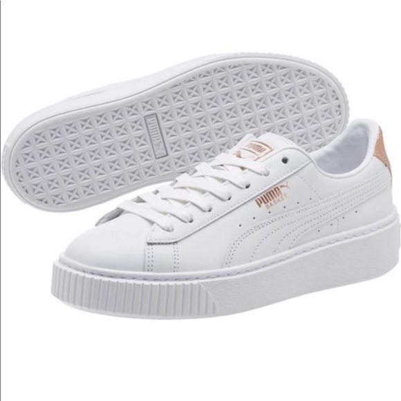 Puma Basket platform sneaker w rose gold Puma Basket platform sneaker w rose gold